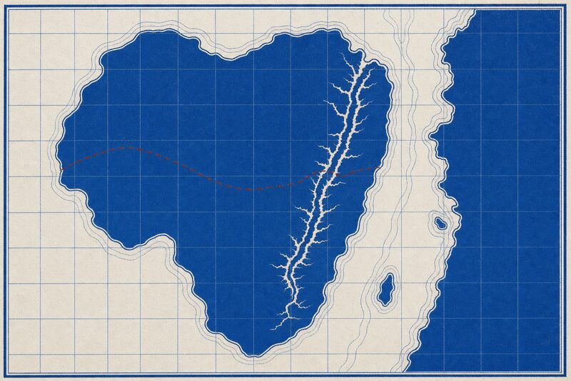 Trazado esquemático del este del Congo, con una frontera discontinua que lo atraviesa.