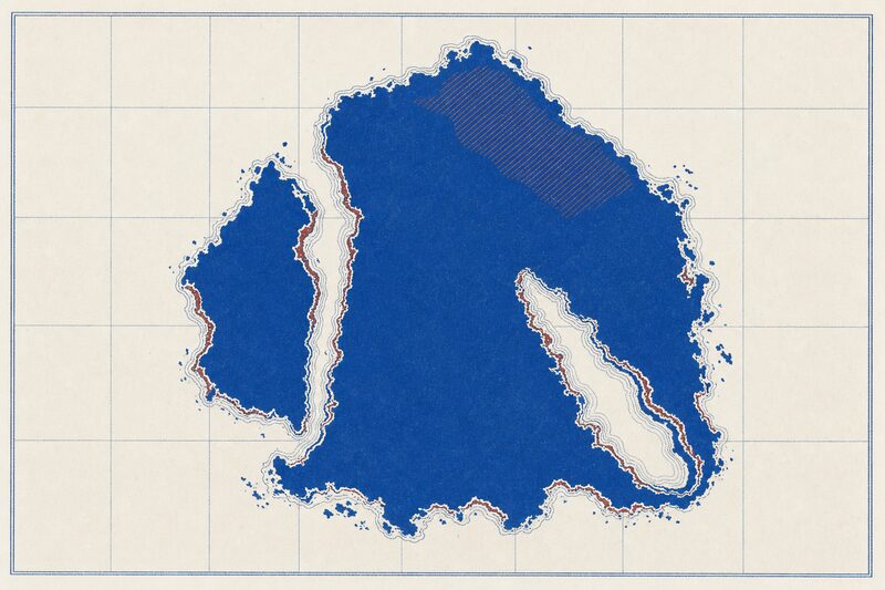 Ilustración esquemática de Irán: una trama diagonal sobre parte del territorio.