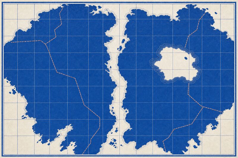 Ilustración esquemática de Rusia: una frontera discontinua que lo atraviesa.