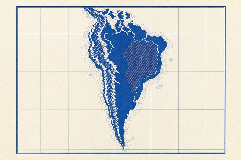 Lámina esquemática de Venezuela y los países de acogida, con una trama diagonal sobre parte del territorio.