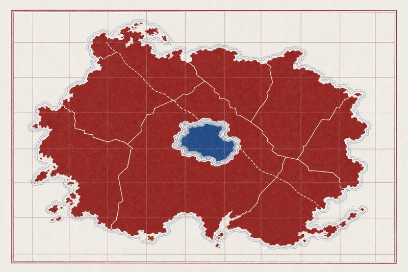 Lámina esquemática de Rusia, con una frontera discontinua que lo atraviesa.